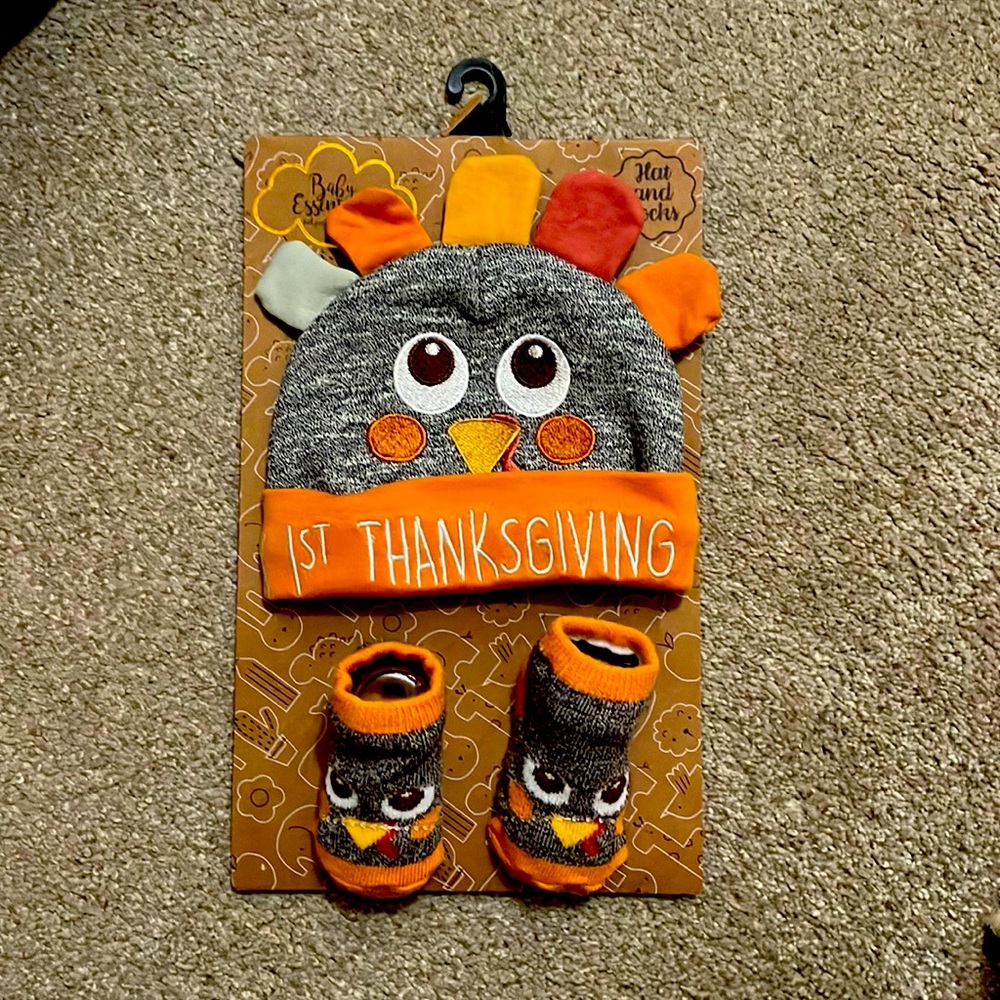 Thanksgiving Baby hat and booties